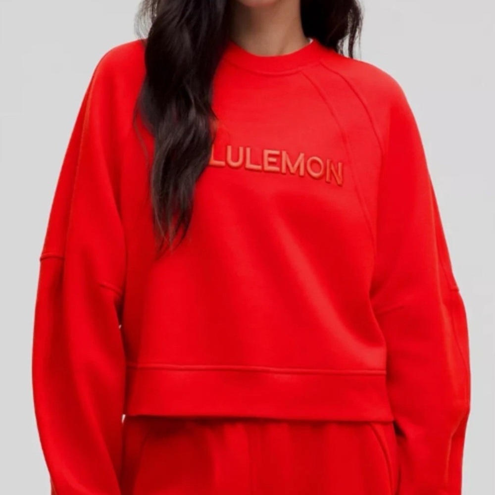 Lululemon Scuba Oversized Pullover Wordmark Red Size M/L NEW